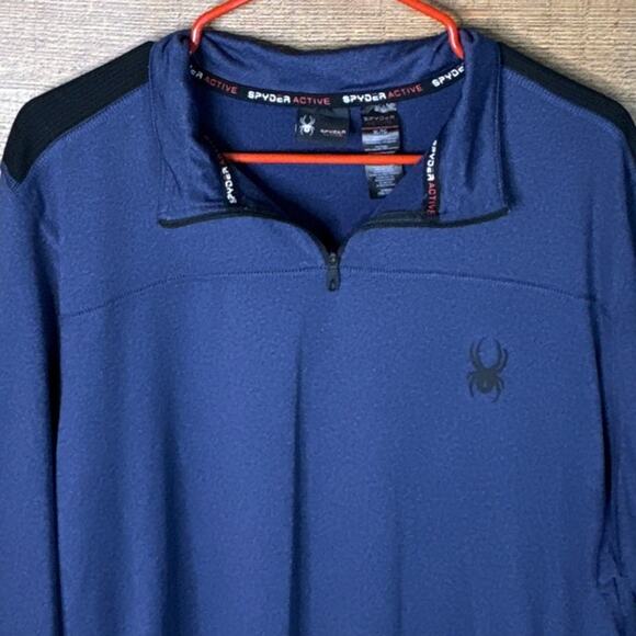 Spyder Performance 1/4 Zip Long Sleeve Shirt Blue Size XL - Picture 2 of 10